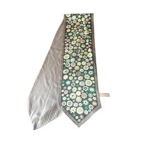 Echo Floral Print Silk Scarf With Gray Border